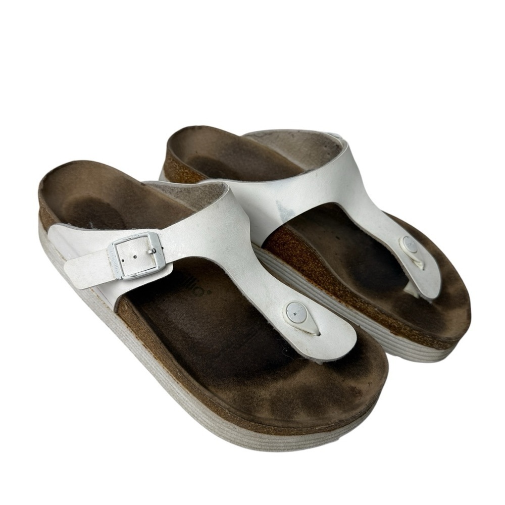 Birkenstock Papillio Gizeh Platform White Sandals Size 40 9 9.5 Women’s Thong - Picture 11 of 12